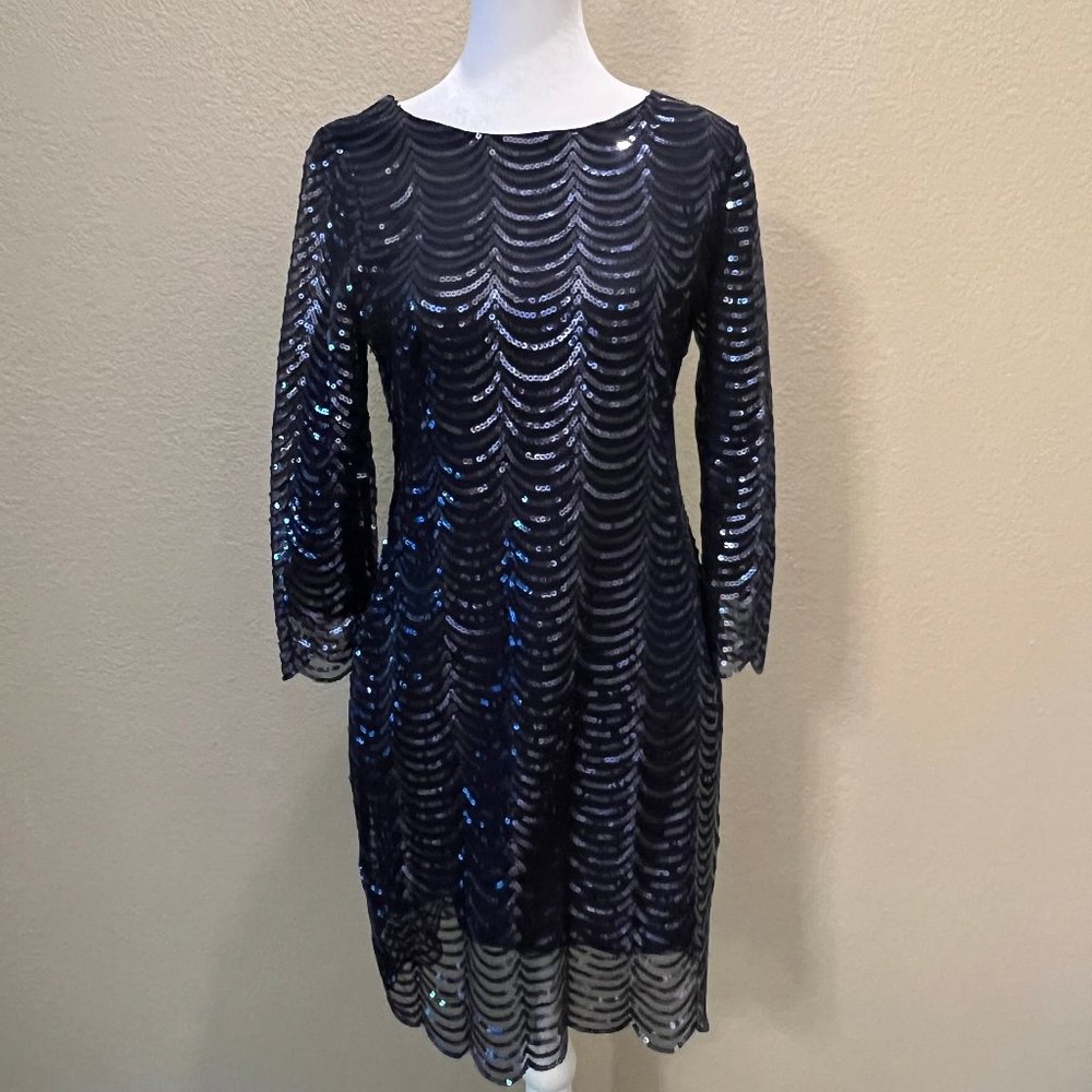 A BRAND NEW Gianni Bini Sequin Gatsby Dress, Midnight Color, Size M with Tag